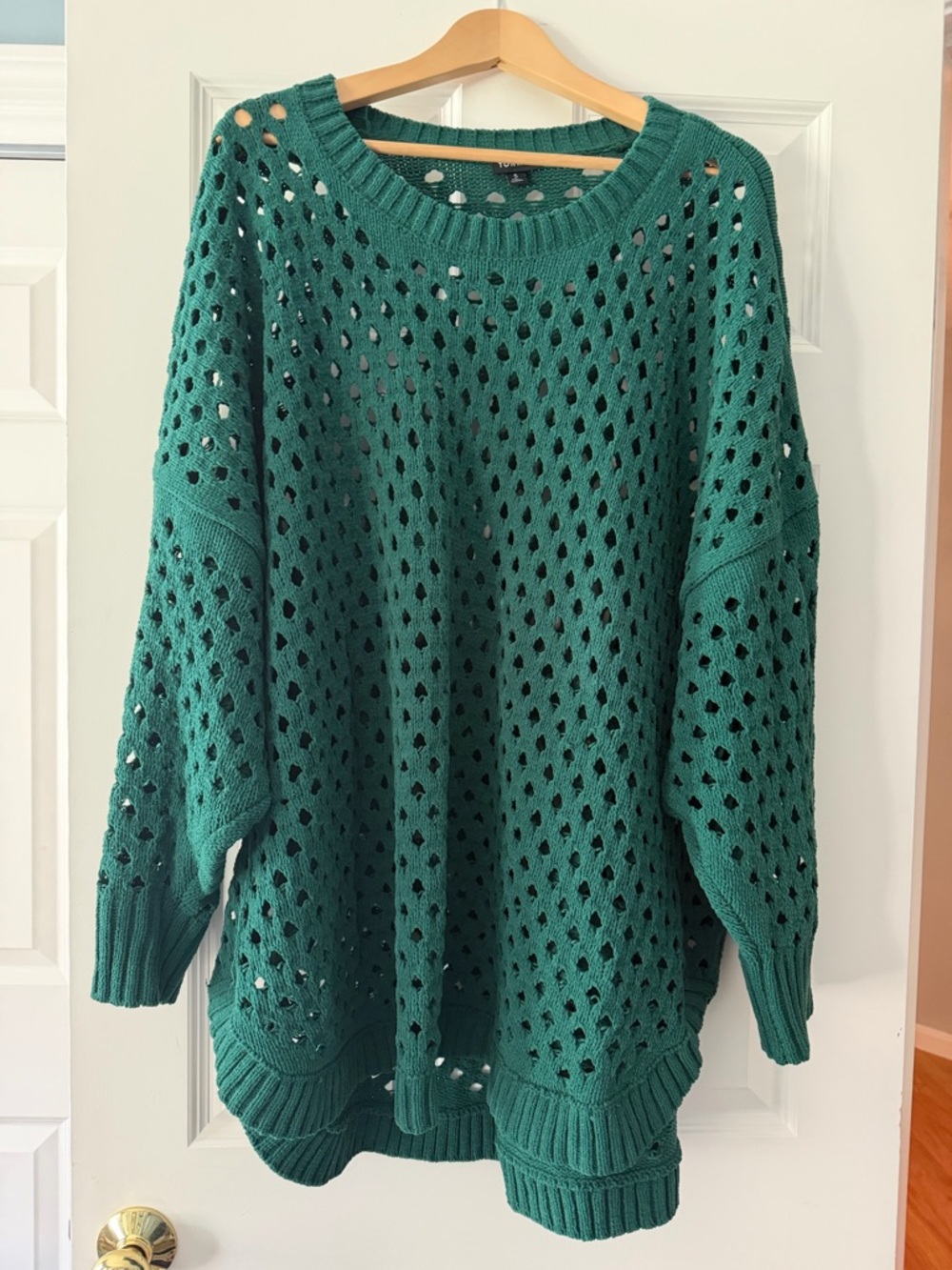 torrid Teal Open-Knit Crewneck Sweater